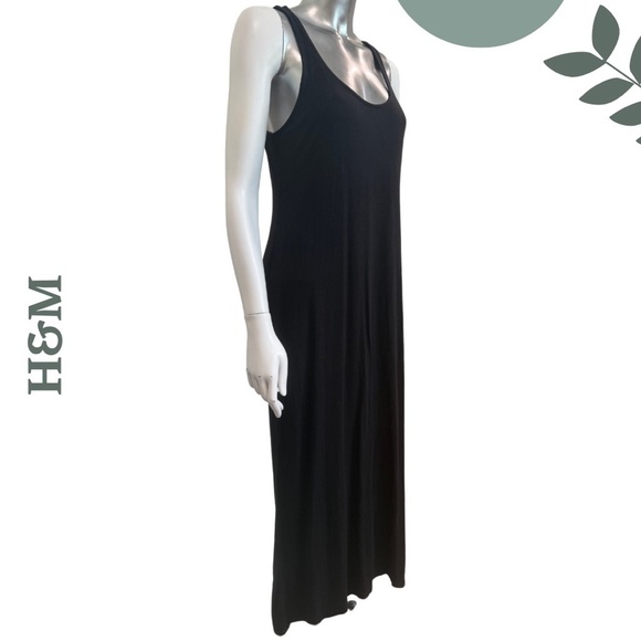 🛍️3/$40 H&M Long Black Tank Dress – Maxi Minimalist Style Sleeveless Size Medium - Picture 3 of 6